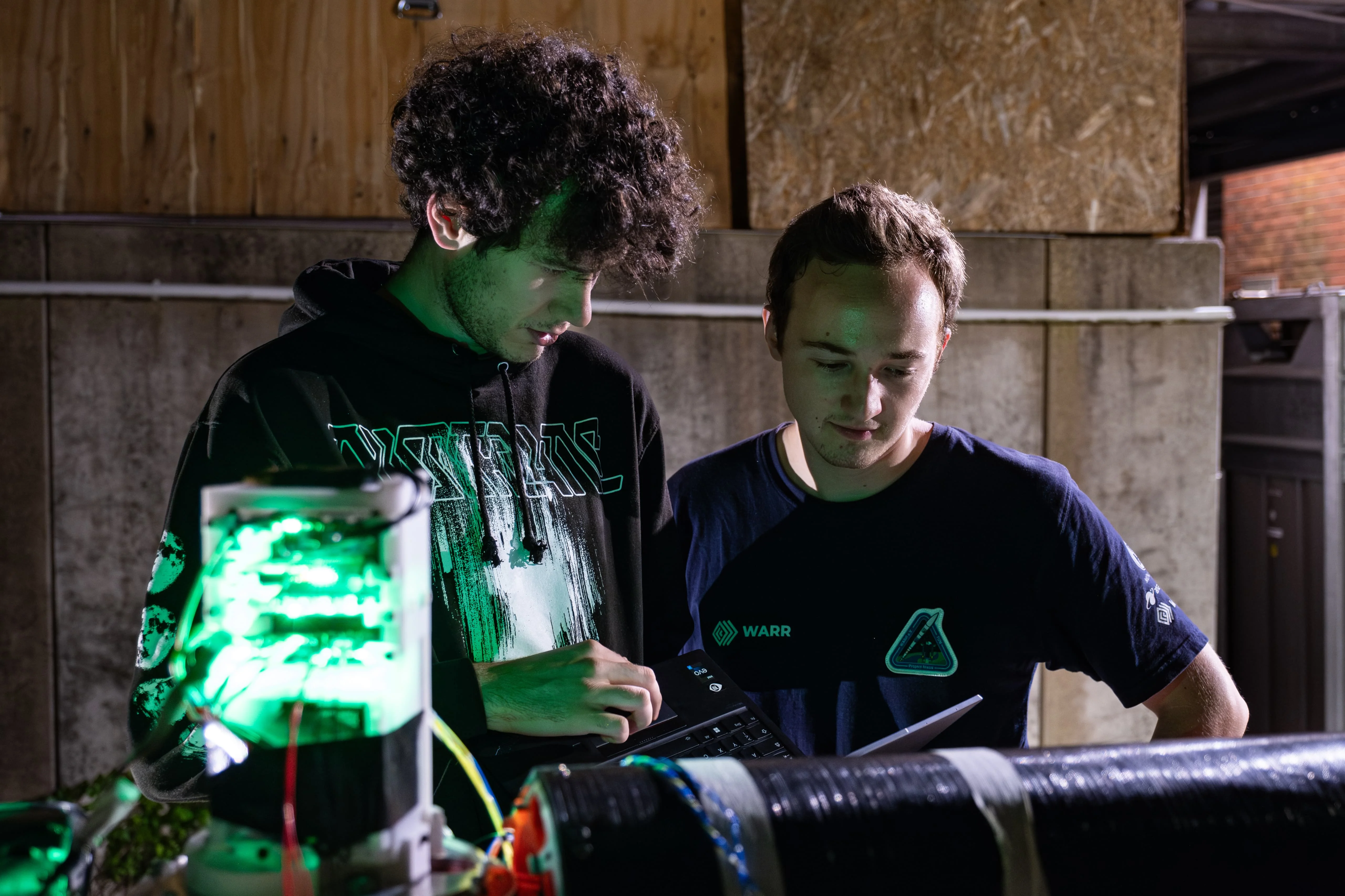 Josh and Fabian of Duneo working on advanced avionics.